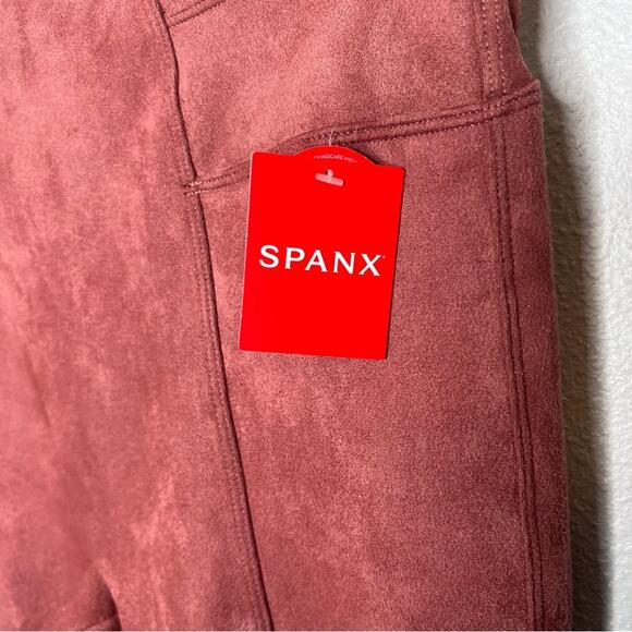 New Spanx faux suede leggings rich rose Pink women’s size S - Picture 5 of 7